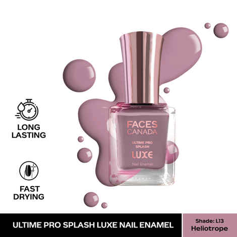 Buy FACES CANADA Ultime Pro Splash Luxe Nail Enamel - Heliotrope (L13), 12 ml | Glossy Finish | Quick Drying | Long Lasting | High Shine | Chip Defiant | Even-Finish | Vegan | Non-Toxic | Ethanol-Free - Purplle