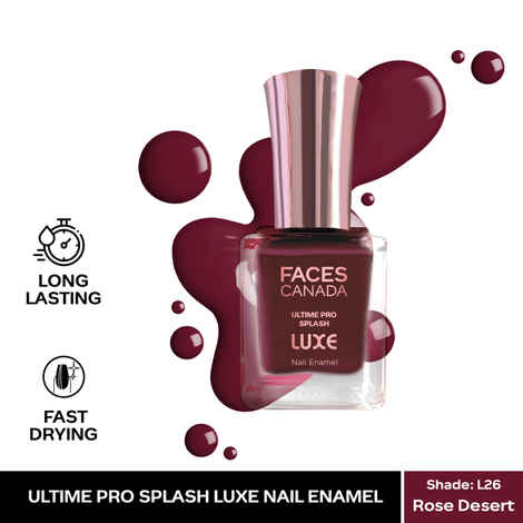 Buy FACES CANADA Ultime Pro Splash Luxe Nail Enamel - Rose Desert (L26), 12 ml | Glossy Finish | Quick Drying | Long Lasting | High Shine | Chip Defiant | Even-Finish | Vegan | Non-Toxic | Ethanol-Free - Purplle