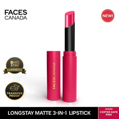 FACES CANADA Long Stay 3-in-1 Matte Lipstick - Coffee Date Pink 02, 2 gm