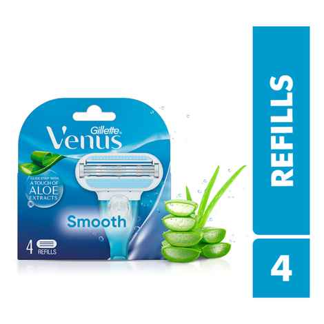 Buy Gillette Venus Hair Removal Razor Blades/Refills/Cartridges (4 pieces) for Women - (Aloe Vera Glidestrip) - Purplle