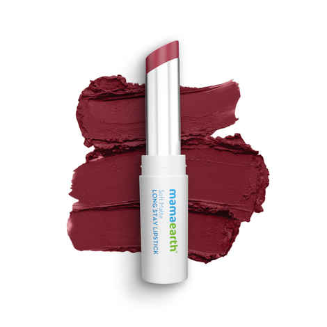 Mamaearth Soft Matte Long Stay Lipstick with Jojoba Oil & Vitamin E for 12 Hour Long Stay - Grape Wine - 3.5 gm