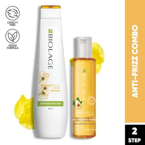 Buy Biolage Smoothproof Shampoo + Smoothproof 6-in1 Deep Smoothening Serum (400 ml+100 ml)| For Frizzy Hair - Purplle