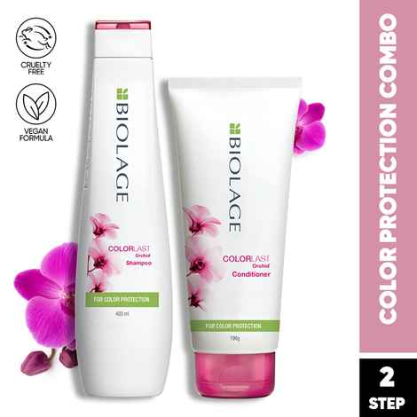 Buy Biolage Professional Colorlast Shampoo and Conditioner, Protects Colored Hair & Maintains Vibrancy, With Orchids, Vegan & Cruelty-Free, 400 ml + 196 gm - Purplle