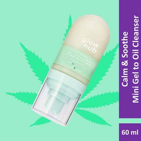 Buy Glow Hub | Mini Calm & Soothe Gel to Oil Cleanser (60 ml) | Hemp Seed Oil, Jojoba Extract | Hydrate, Comfort, Refresh - Purplle