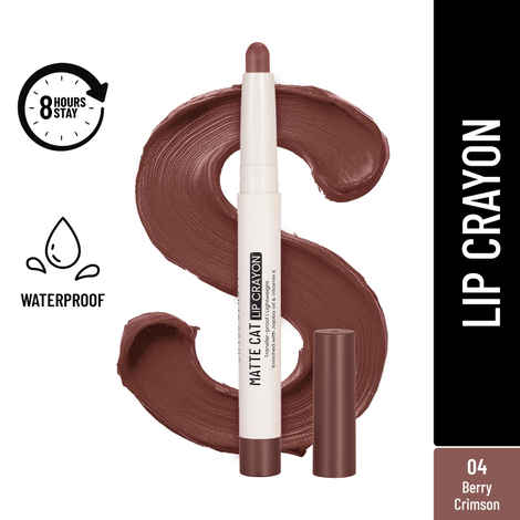 Buy Swiss Beauty Non-Transfer Matte Cat Lip Crayon | Water-Resistant | Long-Lasting 8 Hours Stay | Retractable Lip Crayon |Lighweight|Shade 04 Berry Crimson 1.5 gm - Purplle