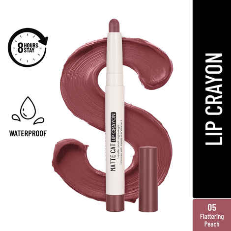 Buy Swiss Beauty Non-Transfer Matte Cat Lip Crayon | Water-Resistant | Long-Lasting 8 Hours Stay | Retractable Lip Crayon |Lighweight|Shade 05 Flattering Peach 1.5 gm - Purplle
