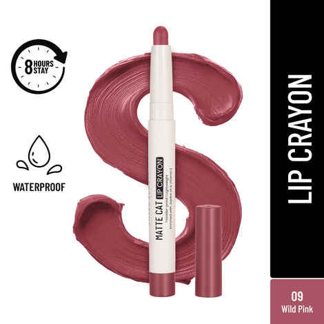 Buy Swiss Beauty Non-Transfer Matte Cat Lip Crayon | Water-Resistant | Long-Lasting 8 Hours Stay | Retractable Lip Crayon |Lighweight|Shade 09 Wild Pink 1.5 gm - Purplle