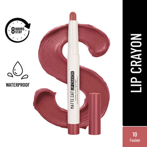 Buy Swiss Beauty Non-Transfer Matte Cat Lip Crayon | Water-Resistant | Long-Lasting 8 Hours Stay | Retractable Lip Crayon |Lighweight|Shade 10 Fusion 1.5 gm - Purplle