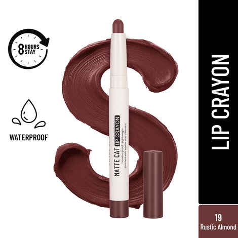 Buy Swiss Beauty Non-Transfer Matte Cat Lip Crayon | Water-Resistant | Long-Lasting 8 Hours Stay | Retractable Lip Crayon |Lighweight|Shade 19 Rustic Almond 1.5 gm - Purplle