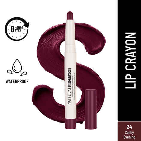 Buy Swiss Beauty Non-Transfer Matte Cat Lip Crayon | Water-Resistant | Long-Lasting 8 Hours Stay | Retractable Lip Crayon |Lighweight|Shade 24 Cushy Evening 1.5 gm - Purplle