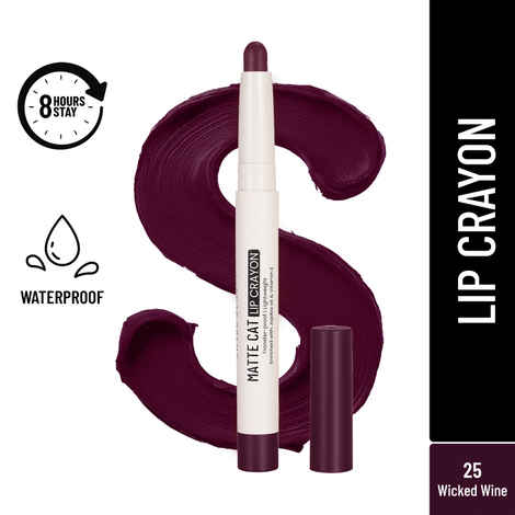 Buy Swiss Beauty Non-Transfer Matte Cat Lip Crayon | Water-Resistant | Long-Lasting 8 Hours Stay | Retractable Lip Crayon |Lighweight|Shade 25 Wicked Wine 1.5 gm - Purplle