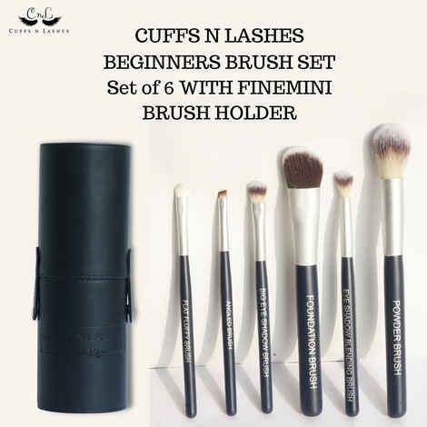 Buy CUFFS N LASHES, BRUSH SET OF 6 WITH MAKEUP HOLDER - Purplle