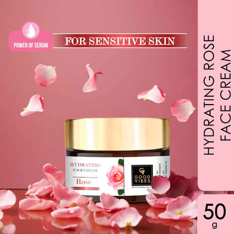Buy Good Vibes Hydrating Rose Face Cream with Power Of Serum (50 gm) | Dermatologically Tested for Sensitive skin | Made from Chaitri Roses - Purplle