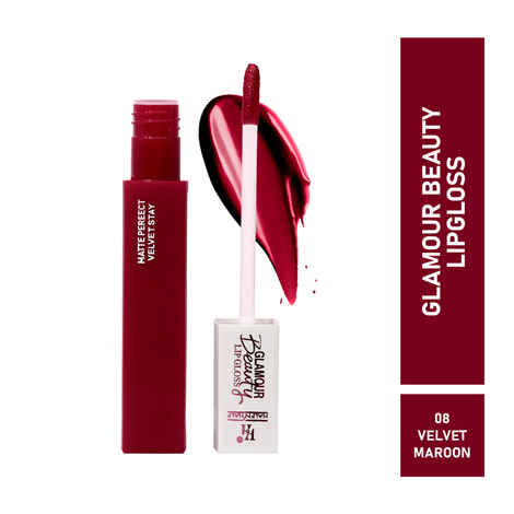 Freebie Half N Half Rich Glamour Beauty Lipgloss, Matte Perfect Velvet Stay, Velvet Maroon, (5 ml)