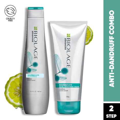 Buy Biolage Professional Scalppure Anti-Dandruff Shampoo & Conditioner Combo, Removes Visible Flakes from 1st Use, With Bergamot, Cruelty-Free, 400 ml + 196 gm - Purplle