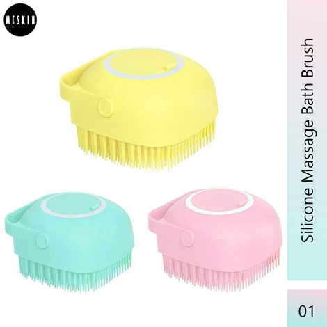 Buy MeSkin Body Bath Brush, Silicone Soft Cleaning Bath Body Brush with Shampoo Dispenser – Assorted Colors 1 Pc - Purplle