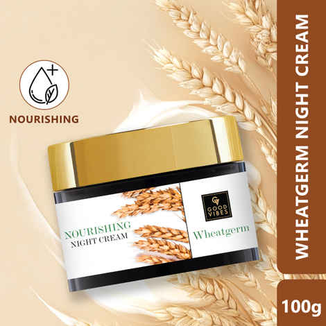 Buy Good Vibes Wheatgerm Nourishing Night Cream | Anti-Inflammatory, Heals Scars | With Almond Oil | Np Parabens, No Sulphates, No Mineral Oil (100 gm) - Purplle