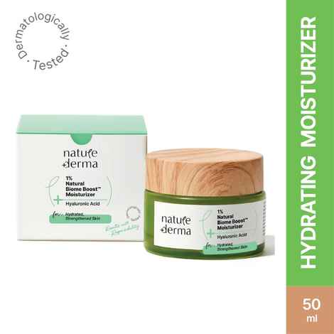 Buy Nature Derma 1% Natural Biome-Boost™ Moisturizer with Hyaluronic Acid to Reduce Fine Lines and Wrinkles | For Hydrated, Strengthened Skin | 50ml - Dermatologically Tested - Purplle