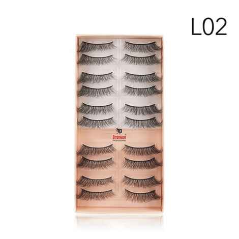 Buy Bronson Professional Eyelash set 3D false long and natural eye makeup 10 pairs No. L02 - Purplle