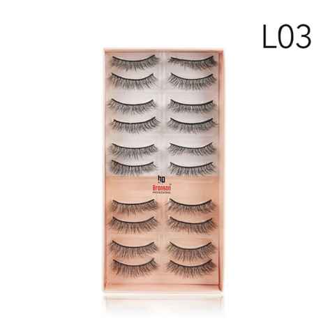 Buy Bronson Professional Eyelash set 3D false long and natural eye makeup 10 pairs No. 03 - Purplle