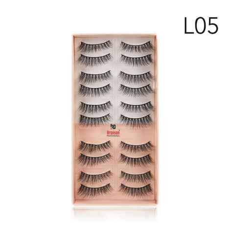 Bronson Professional Eyelash set 3D false long and natural eye makeup 10 pairs No. L05