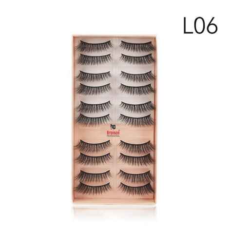 Bronson Professional Eyelash set 3D false long and natural eye makeup 10 pairs No. L06