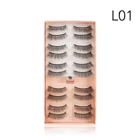 Buy Bronson Professional Eyelash set 3D false long and natural eye makeup 10 pairs No. L01 - Purplle