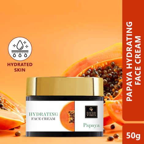 Good Vibes Papaya Hydrating Face Cream | Moisturizing, Glow | With Green Tea | No Parabens, No Sulphates, No Mineral Oil, No Animal Testing (50 gm)