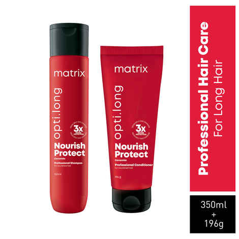 Buy Matrix Opti Long Nourish Protect Nourishing Shampoo Ceramide + Opti Long Professional Conditioner | For Healthy, Long Hair (350 ml + 196 g) - Purplle