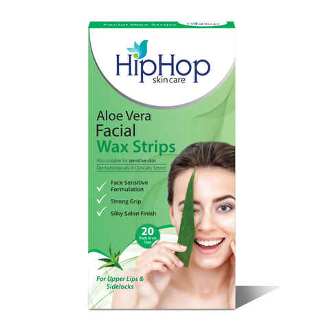 Buy Hiphop Skincare Aloe Vera Facial Wax Strips - For Upper Lips & Sidelocks (20 Strips) - Purplle