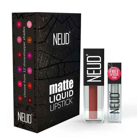 Buy NEUD Matte Liquid Lipstick Jolly Coral with Jojoba Oil, Vitamin E and Almond Oil - Smudge Proof 12-hour Stay Formula with Free Lip Gloss - Pack of 1 - Purplle