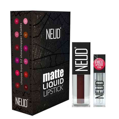 Buy NEUD Matte Liquid Lipstick Espresso Twist with Jojoba Oil, Vitamin E and Almond Oil - Smudge Proof 12-hour Stay Formula with Free Lip Gloss - Pack of 1 - Purplle