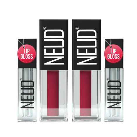 Buy NEUD Matte Liquid Lipstick Peachy Pink with Jojoba Oil, Vitamin E and Almond Oil - Smudge Proof 12-hour Stay Formula with Free Lip Gloss - 2 Packs - Pack of 2 - Purplle