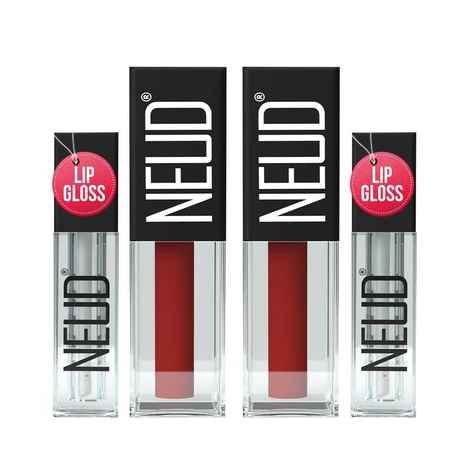 Buy NEUD Matte Liquid Lipstick Perfect Pout with Jojoba Oil, Vitamin E and Almond Oil - Smudge Proof 12-hour Stay Formula with Free Lip Gloss - 2 Packs - Pack of 2 - Purplle
