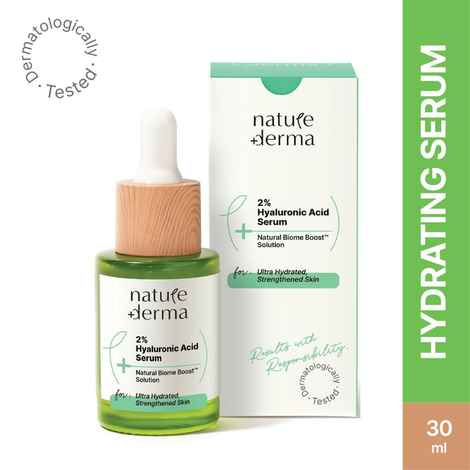 Buy Nature Derma 2% Hyaluronic Acid Serum with Natural Biome-Boost™ For Ultra Hydration, Youthful, Smooth & Strenghthened Skin | 30ml | Dermatologically Tested - Purplle