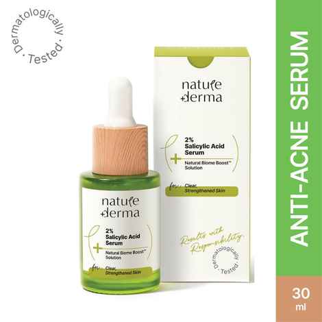 Buy Nature Derma 2% Salicylic Acid Serum with Natural Biome-Boost™ For Acne, Blackheads & Open Pores| Soothes and Strengthens Skin | 30ml | Dermatologically Tested - Purplle