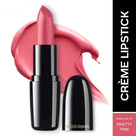 FACES CANADA Weightless Creme Finish Lipstick - Pretty Pink, 4 gm | Creamy Finish | Smooth Texture | Long Lasting Rich Color | Hydrated Lips | Vitamin E, Jojoba Oil, Shea Butter, Almond Oil