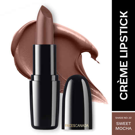 FACES CANADA Weightless Creme Finish Lipstick - Sweet Mocha, 4 gm | Creamy Finish | Smooth Texture | Long Lasting Rich Color | Hydrated Lips | Vitamin E, Jojoba Oil, Shea Butter, Almond Oil