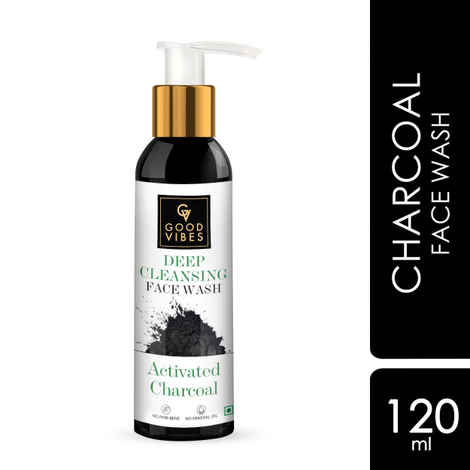 Good Vibes Activated Charcoal Deep Cleansing Face Wash | Deep Pore Cleansing, Purifying | No Parabens, No Mineral Oil, No Animal Testing (120 ml)