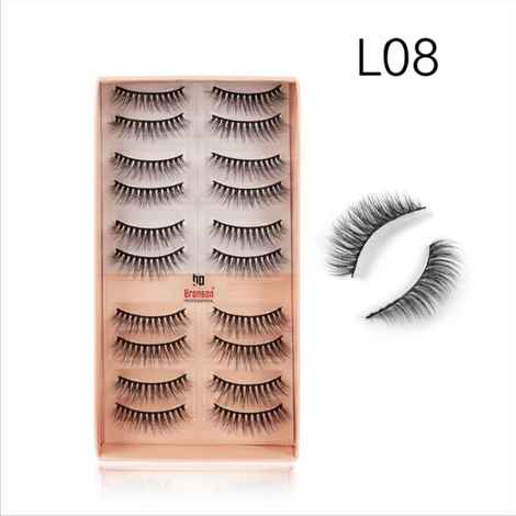Buy Bronson Professional Eyelash set 3D false long and natural eye makeup 10 pairs No. 8 - Purplle