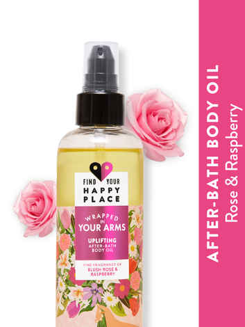 Buy Find Your Happy Place - Wrapped In Your Arms After-Bath Body Oil Blush Rose & Raspberry 200ml - Purplle