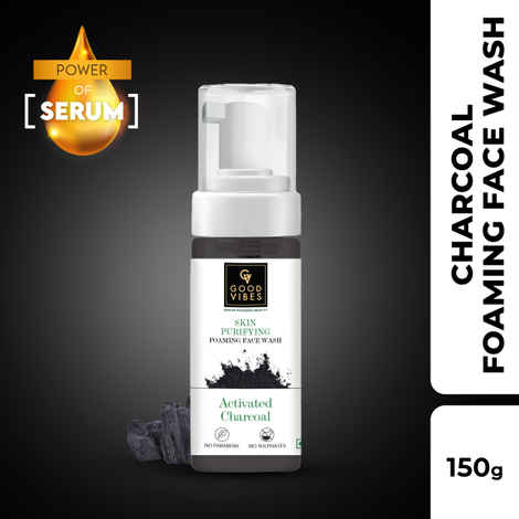 Buy Good Vibes Activated Charcoal Skin Purifying Foaming Face Wash | Anti- Pollution, Removes Dirt (150 ml) - Purplle