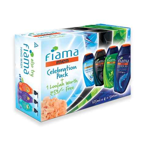 Buy Fiama Men Celebration Pack with 4 Unique Body Wash Shower Gels for Men, 500ml (125ml Pack of 4) Body Wash with Skin Conditioners for Refreshed Skin - Purplle