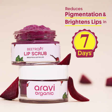 Buy Aravi Organic Beetroot Lip Scrub with Shea & Cocoa Butter | Lightens Dark & Pigmented Lips | Repairs Dry, Chapped Lips | Smooth & Soft Lip Care for Men & Women | 15 gm - Purplle