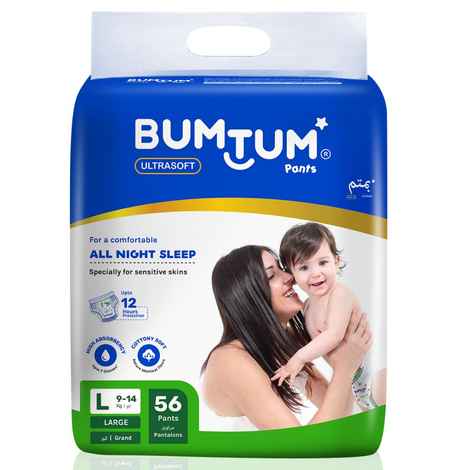 Buy Bumtum Baby Diaper Pants with Leakage Protection -9 to 14 Kg (Large, 56 Count, Pack of 1) - Purplle