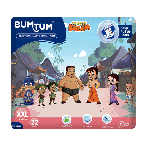 Buy Bumtum Chota Bheem Baby Diaper Pants with Leakage Protection (XXL, 22 Count, Pack of 1) - Purplle