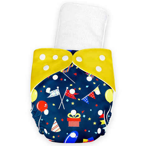 Buy Bumtum Premium Cloth Diaper Navy Blue Yellow + Panty ( BIRTHDAY Yellow) 1 Pc - Purplle