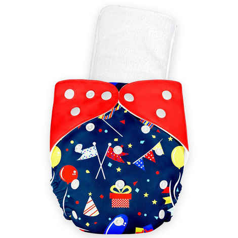 Bumtum Premium Cloth Diaper Dark Blue Red + Panty (BIRTHDAY Red) 1 Pc