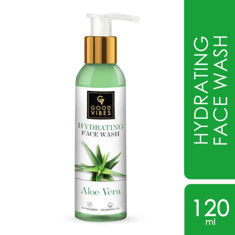 Buy Good Vibes Aloe Vera Hydrating Face Wash | Hydrating, Cleansing | No Parabens, No Mineral Oil, No Animal Testing (120 ml) - Purplle