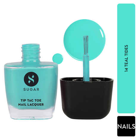 SUGAR Cosmetics Tip Tac Toe Nail Lacquer Classic | Long-lasting, 100% Chip-resistant & Glossy Finish | 10ml - 14 Teal Tides